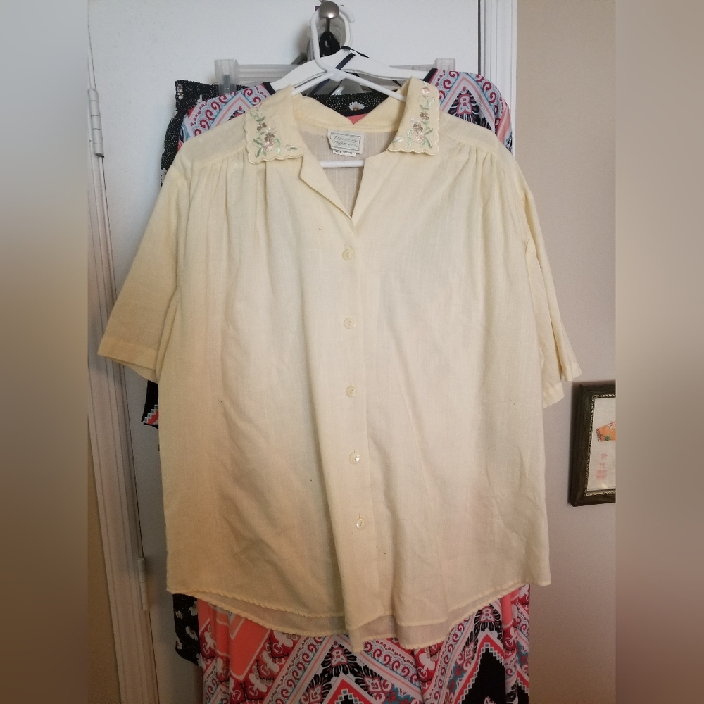 Vintage Yellow Embroidered Shirt